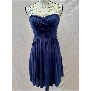 J Crew navy strapless chiffon dress